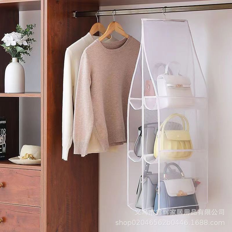 Hanging Closet Storage Organizer in white, 6-grid (90 x 35 cm)