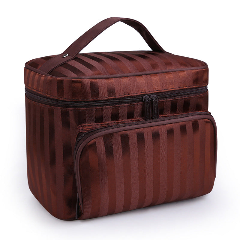 Large Capacity Patterned Makeup Bag in Striped black