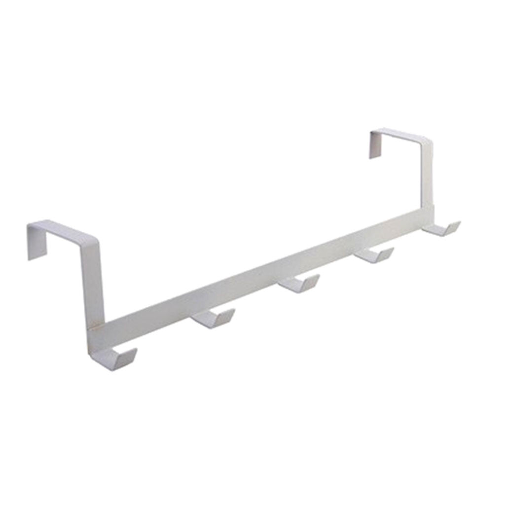 5-Hook Bathroom Organizer Rack in white