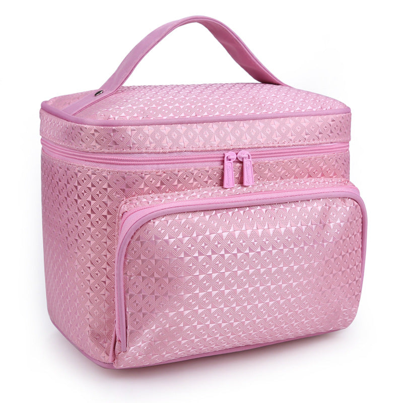 Large Capacity Patterned Makeup Bag in Checkered rose