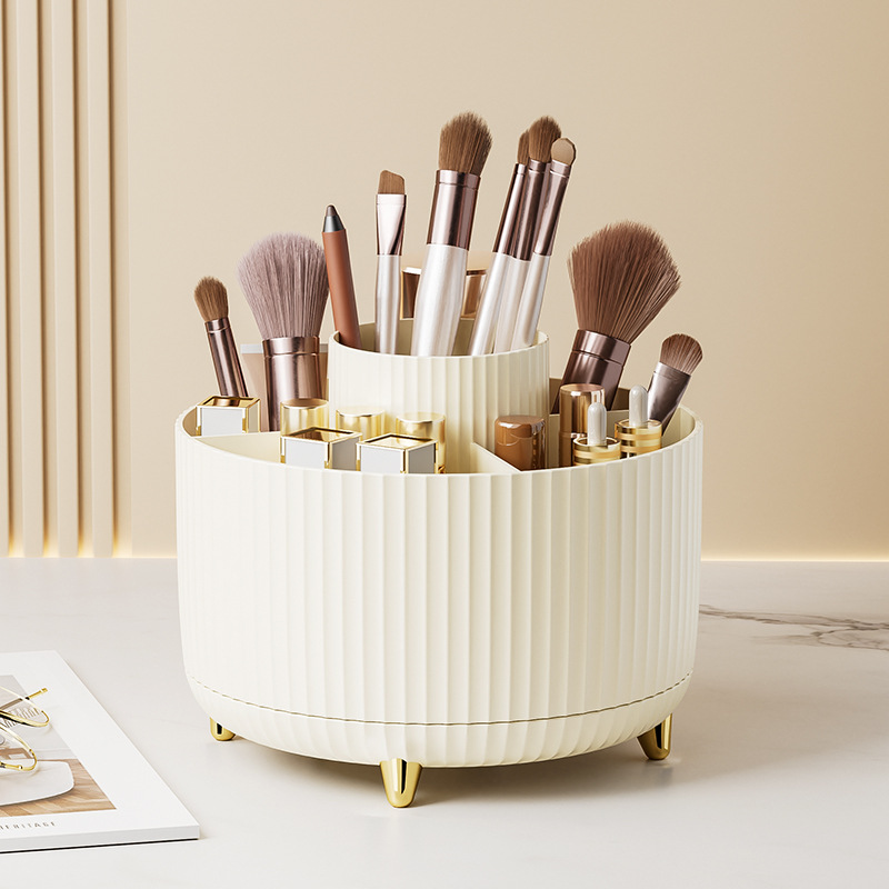 360° Rotating Makeup Organizer in cream
