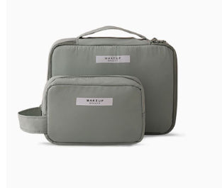 Everyday Makeup Organizer Bag in green (with 2 bags)