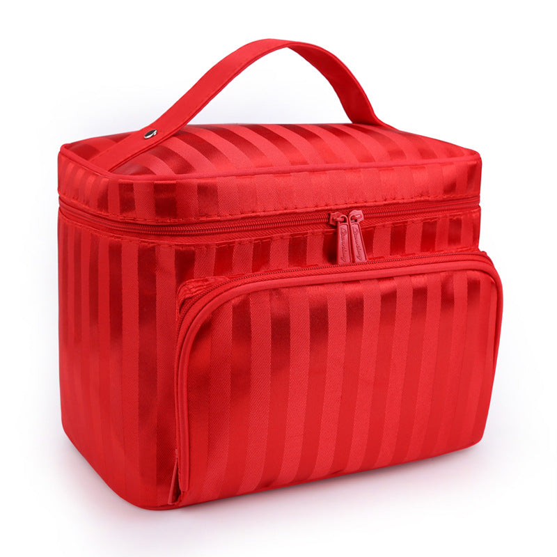 Large Capacity Patterned Makeup Bag in Striped rose