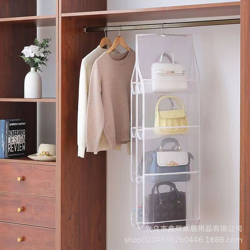 Hanging Closet Storage Organizer in white, 8-grid (110 x 35 cm)
