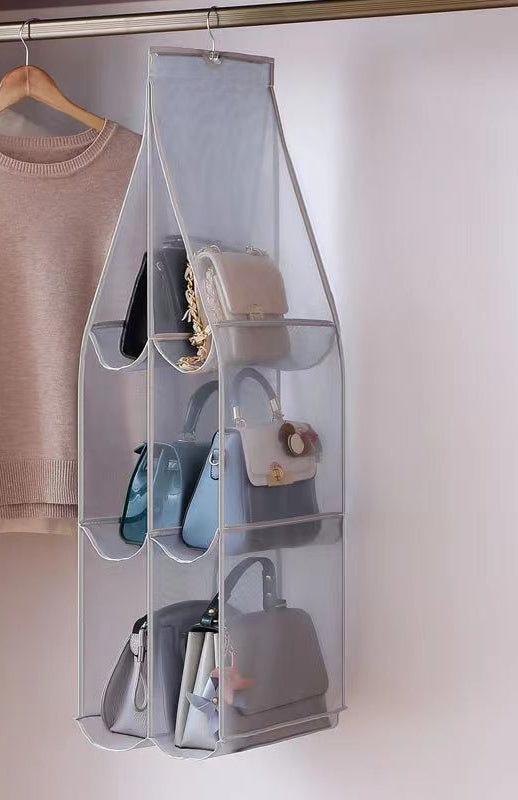 Hanging Closet Storage Organizer in gray, 6-grid (90 x 35 cm)