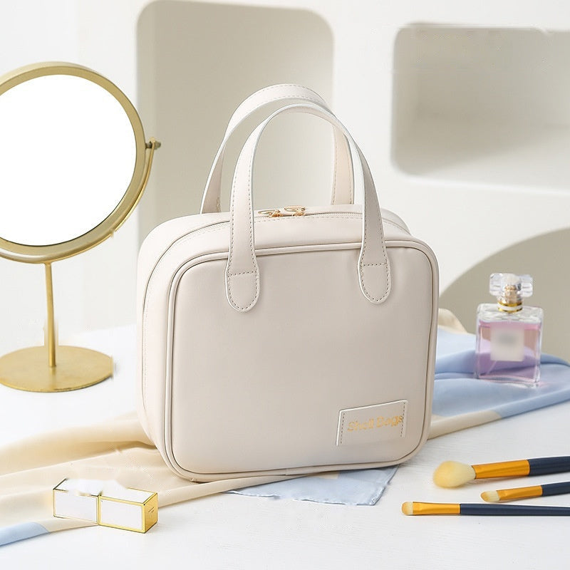 Large Capacity Makeup Organizer in ivory white, 21 x 8 x 19 cm