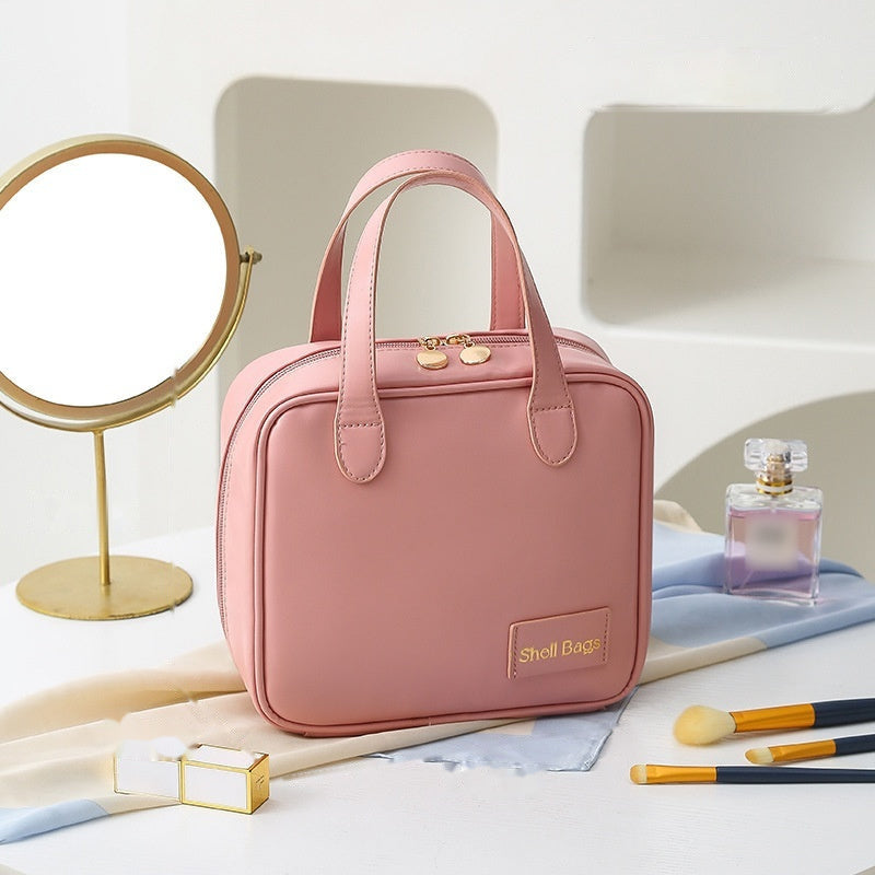 Large Capacity Makeup Organizer in rose pink, 21 x 8 x 19 cm
