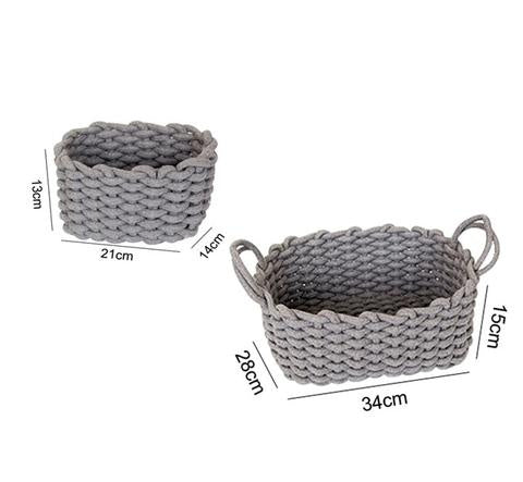 Premium Woven Storage Basket in gray, small + large set