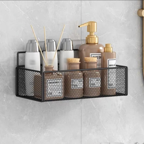 Bathroom Storage Rack in black, no hooks, medium